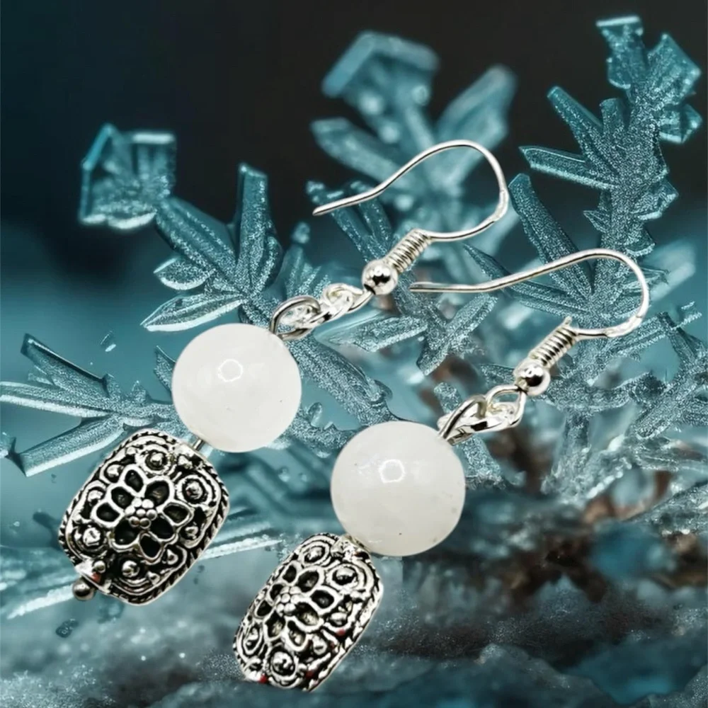 NWOT Sterling silver and stainless steel genuine moonstone earrings - Picture 10 of 11